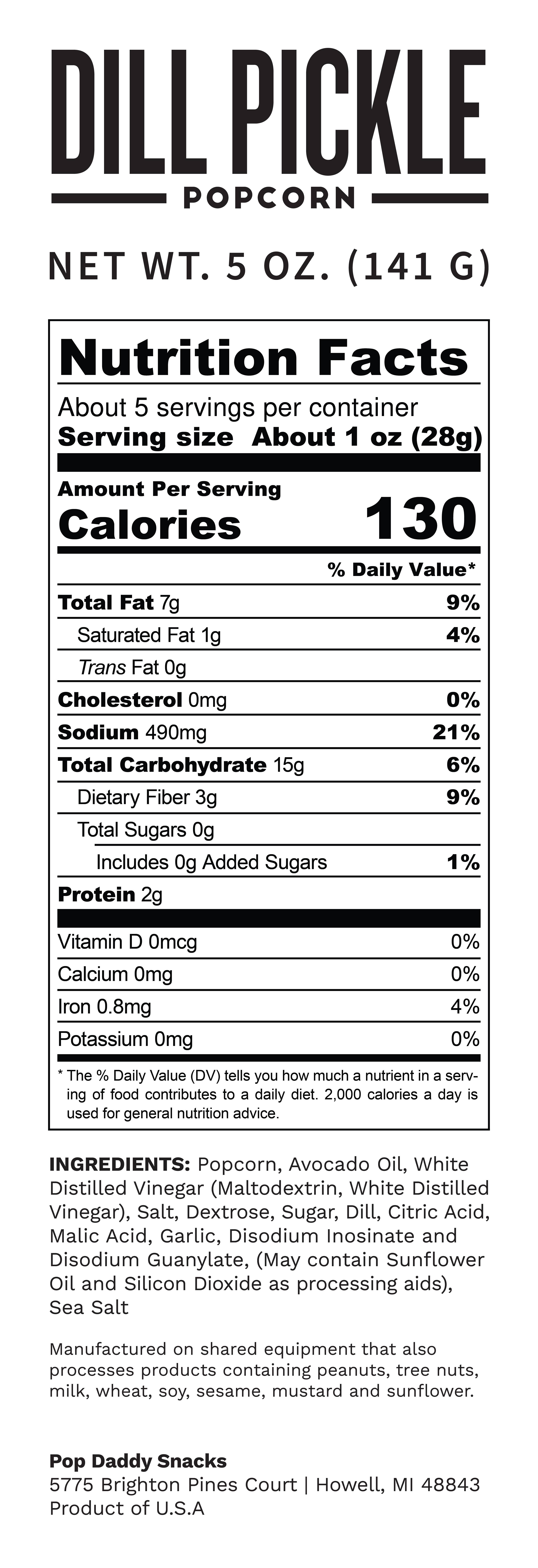 Pop Daddy Snacks - Wholesale Popcorn - Pop Daddy – Dill Pickle Flavored Popcorn 5.0oz2