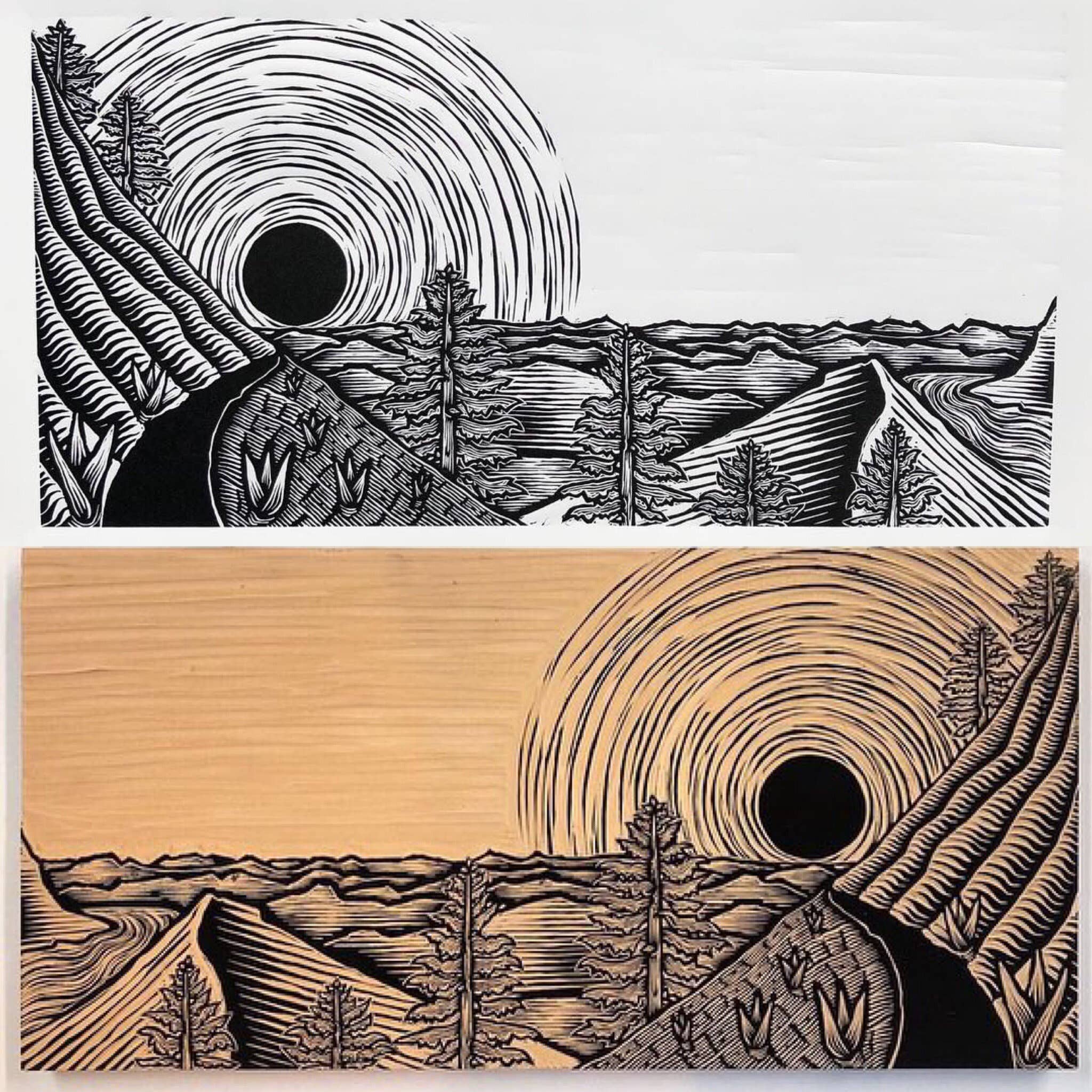 Lake Effect Press - Wholesale Art Print - The Golden Hour (Linocut)1