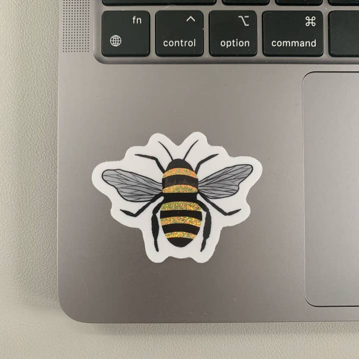 Lemon Press Studio - Wholesale Sticker - Glitter Bee holographic vinyl sticker1
