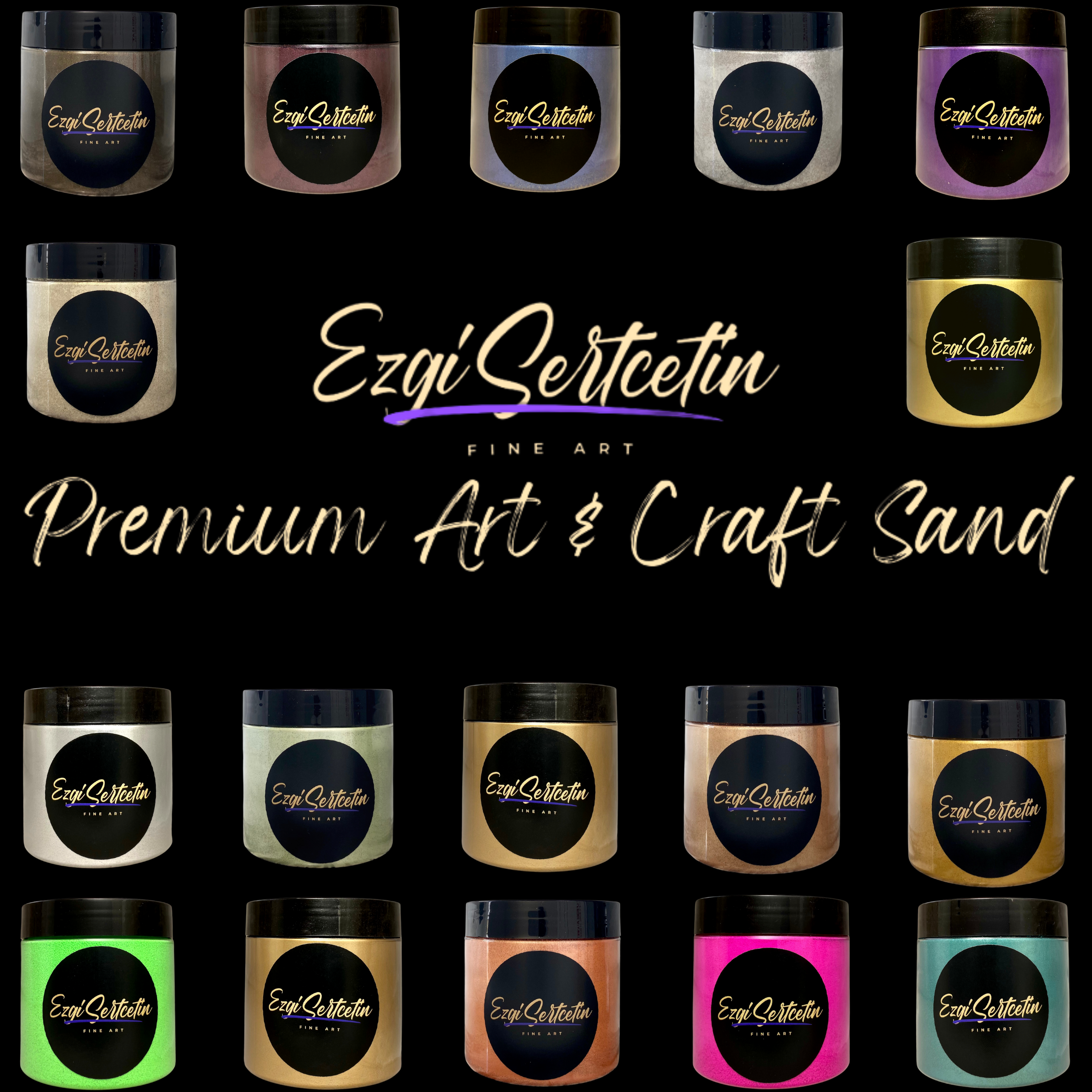 Ezgi Sertcetin - Wholesale Craft Supplies - Premium Art Sand|Craft Sand|Unique Metallic-Neon Colors|Excellent Quartz Sand|10 oz|Excellent for Artwork|DIY|Sand Painting|Wedding Decoration|Vaze Filling|Ezgi Sertcetin9