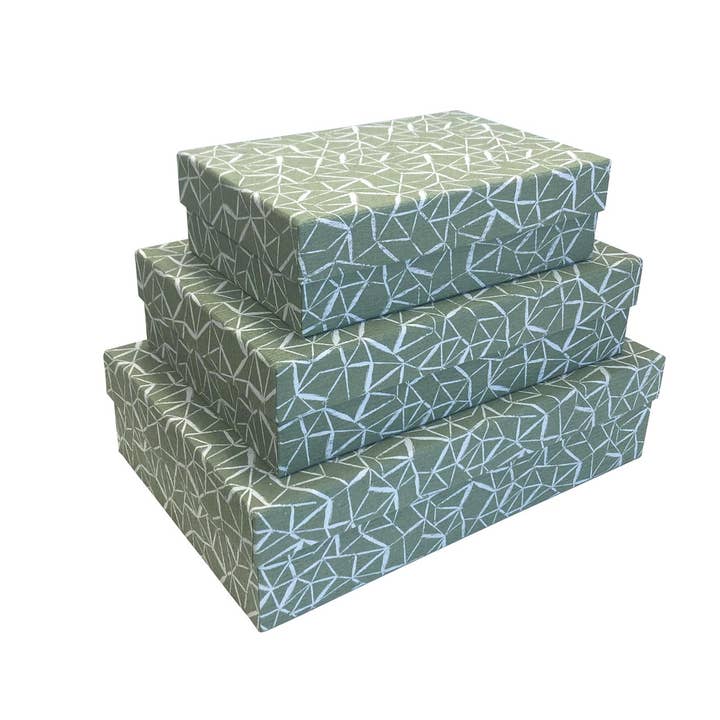 Rectangular Set of “Green Grid” Boxes for wholesale by Kartos