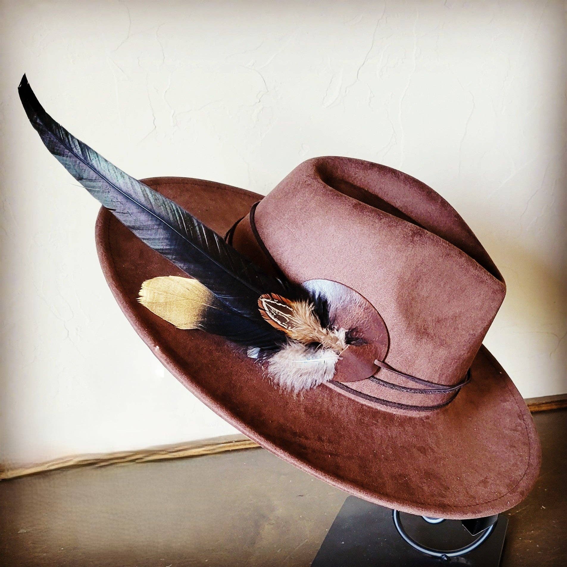 The Jewelry Junkie - Wholesale Fedora - Women's - Boho Western Hat w/ Choice of Feather Hat Band-Brown 982d4