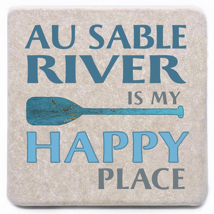 Noomoon - Wholesale Coasters - The River is my Happy Place Stone Coaster "Add Your River"