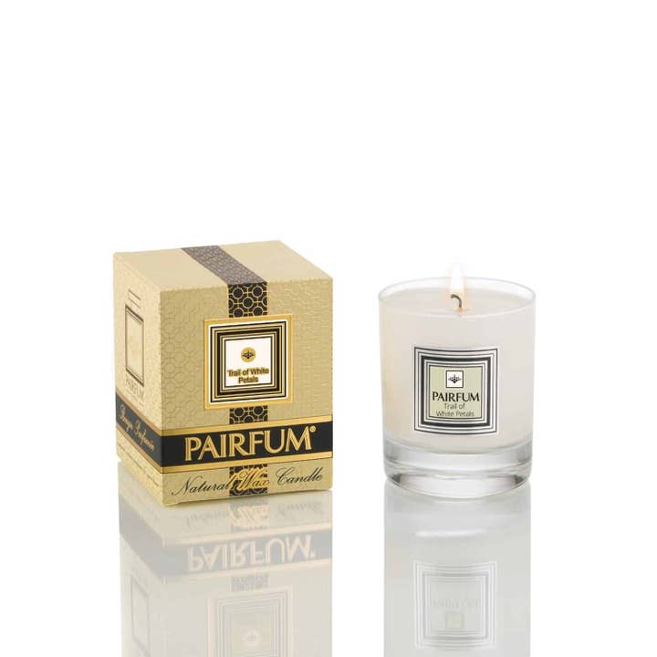 Flower & Soy Wax Candles - Trail of White Petals for wholesale by Pairfum London