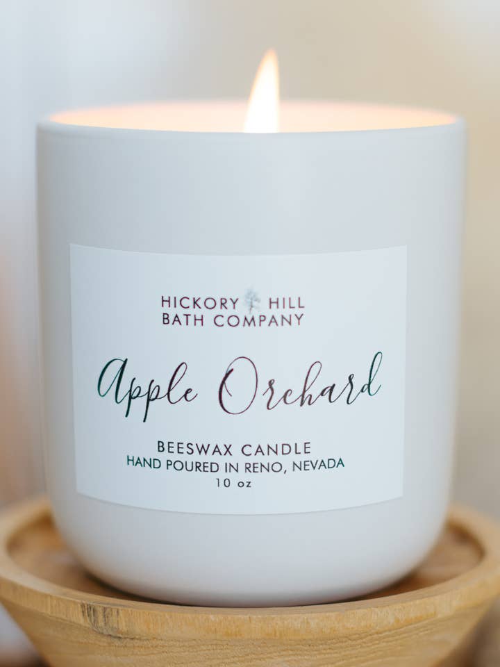Apple Orchard Handcrafted Non-Toxic Fall Beeswax Candle 10oz for wholesale by Hickory Hill Bath Company