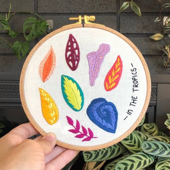 In The Tropics Hand Embroidery - Peel Stick & Stitch Pattern for wholesale by MCreativeJ