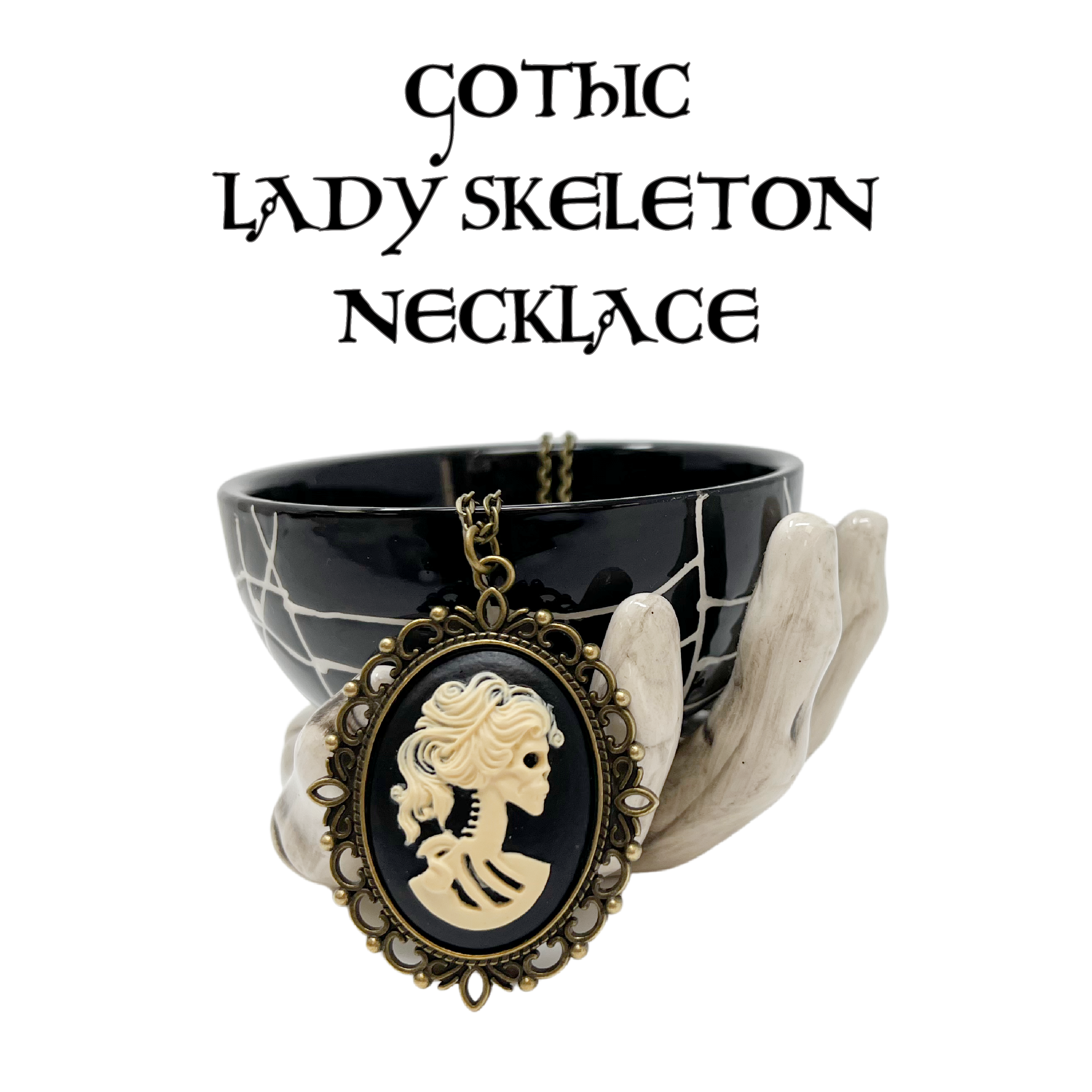 UMBRELLALABORATORY - Wholesale Pendant/Charm Necklace - Victorian lady skeleton necklace2