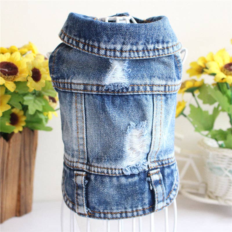 Furr-Baby Gifts - Wholesale Pet Sweater - Dog - Pet Dog Cat Blue Denim Jeans Jacket Coat Vest0