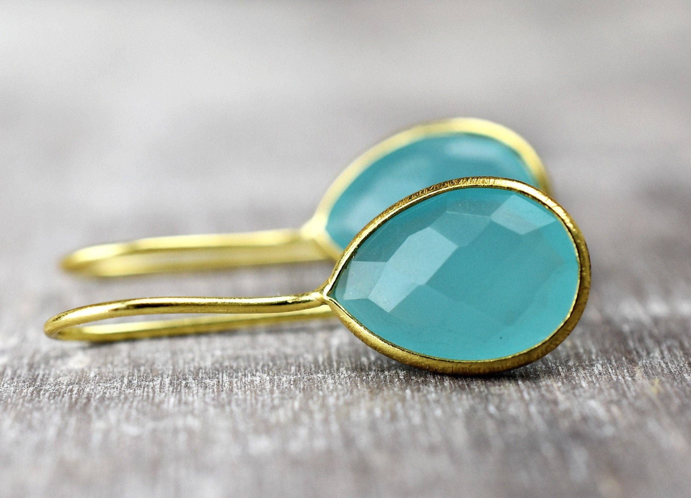 MadamLili - Wholesale Dangle Earrings - Aquamarine Gold Earrings - 925 Sterling Gold Plated Luxurious3