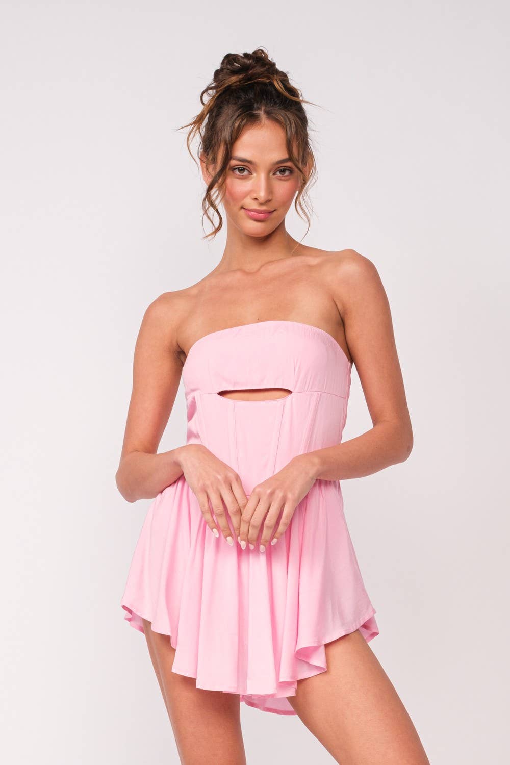 Sky to Moon - Wholesale Romper - Women's - SOLID COLOR FRONT CUTOUT MINI ROMPER DRESS9