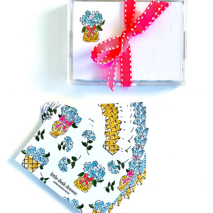 Little Desk Drawer - Wholesale Stationery/Notecard Set - Tray Chic Desk Notes - Hi Hydrangea!