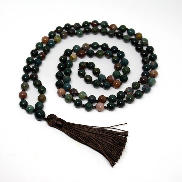 Mala Bloodstone Knotted 108 Conta - Contas de Oração - 8mm por atacado de Namu Baru Inc.