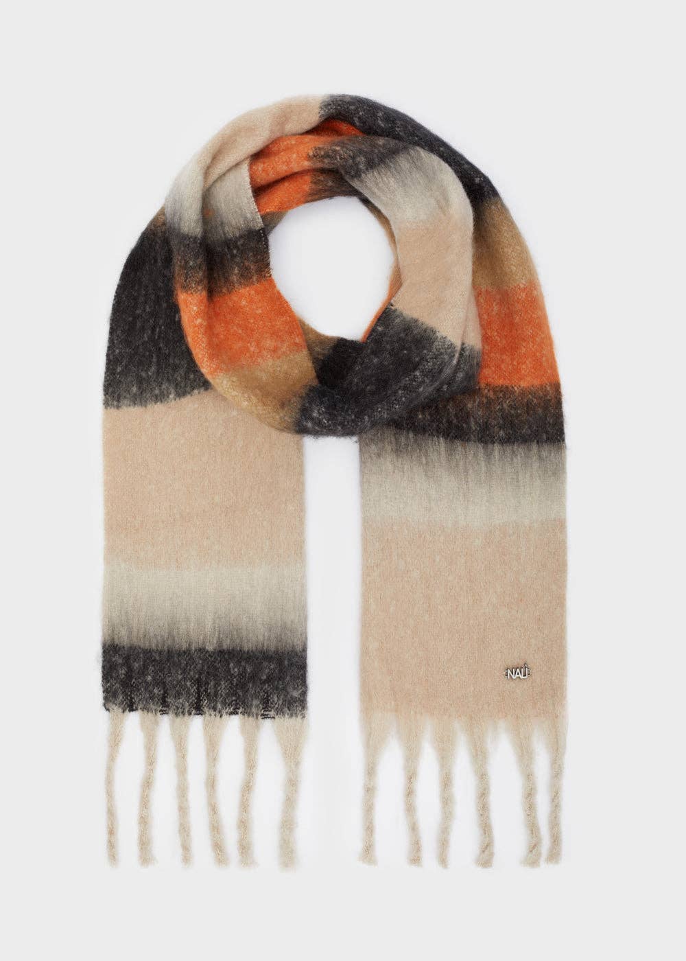 NALI' - Wholesale Scarf - Women's - STRIPES SCARF ORANGE/BLACK - N606