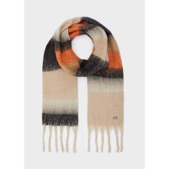 NALI' - Wholesale Scarf - Women's - STRIPES SCARF ORANGE/BLACK - N606