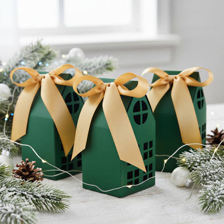 Wrapables.com - Wholesale Gift Box - Wrapables Christmas House Shaped Gift Boxes, Green4