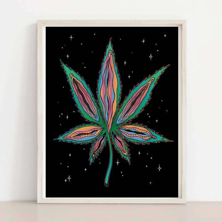 8.5 x 11 Yoni Weed Leaf Art Print for wholesale by Meli TheLover