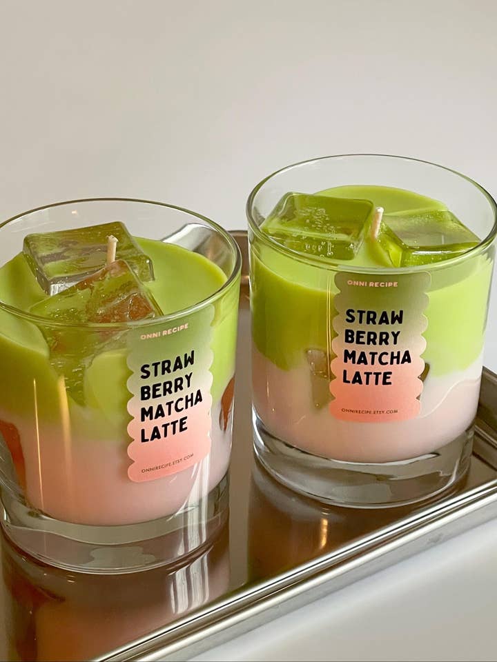 Latte de Fresa y Matcha - Vela de Colza - 300ml para venta al por mayor de ONNI RECIPE