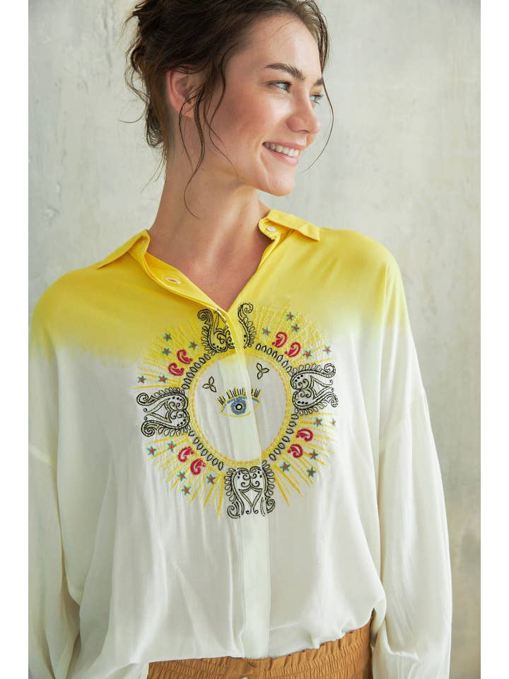 yellow tie dye IPANEMA SHIRT for wholesale on Faire