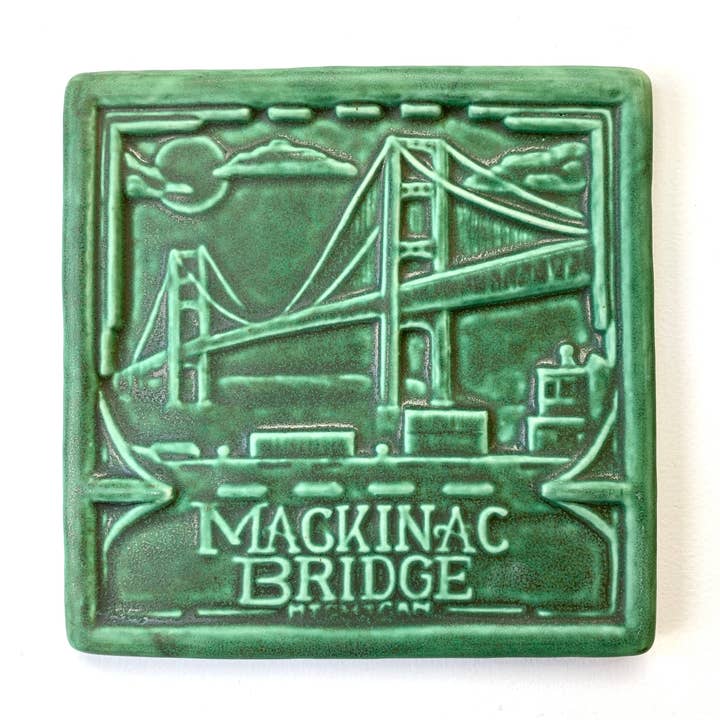 Mackinac Bridge Art Tile 6x6" for wholesale by Whistling Frog Tile Inc.