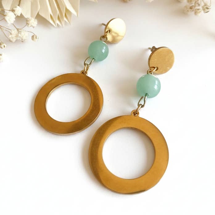 Örhängen Grön Aventurinsten för wholesale av Produtos Namasté