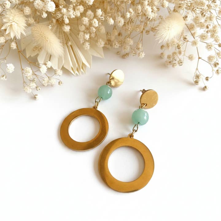 Green Aventurine Stone Earrings for wholesale by Produtos Namasté