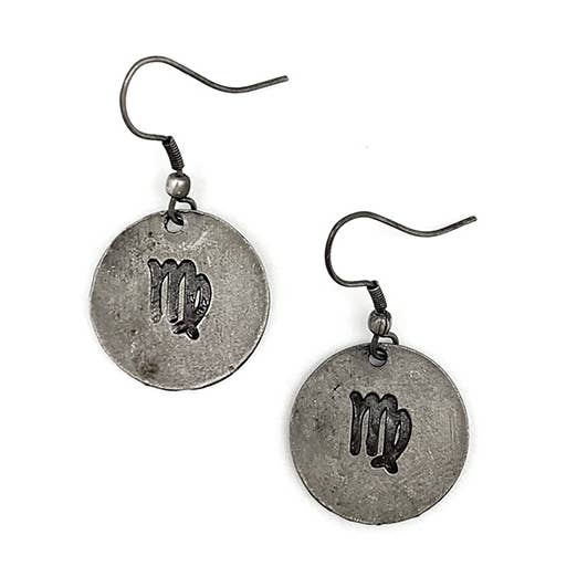 Anju Jewelry - Vente Boucles d'oreilles pendantes - Boucles d'oreilles en forme de glyphe en étain Virgo Zodiac0