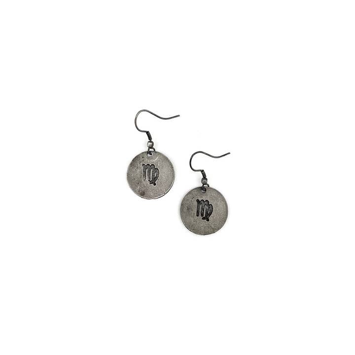 Anju Jewelry - Vendita all'ingrosso Orecchini pendenti - Orecchini a forma di glifo in peltro con segno zodiacale della Vergine