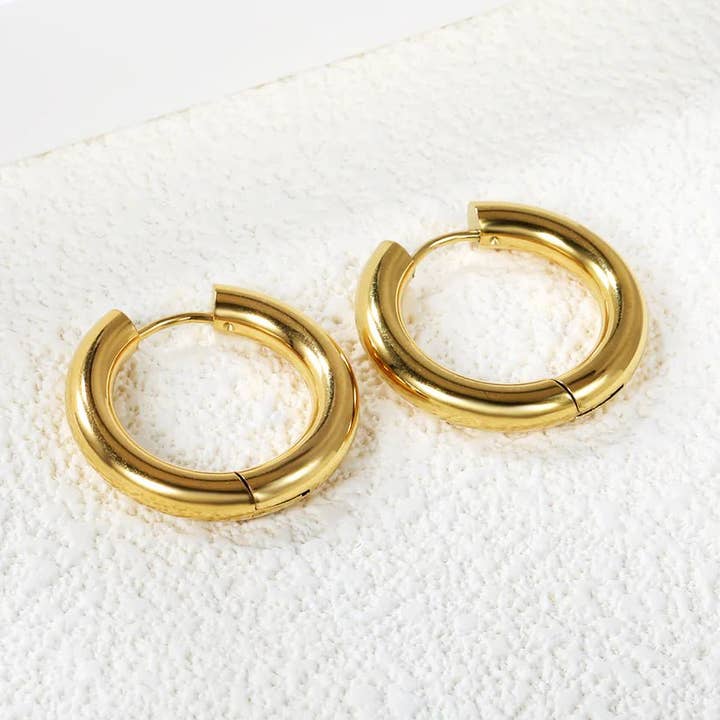 MINIMAL LOOP - Double hoop earrings steel for wholesale by DUESTELLE ITALIA