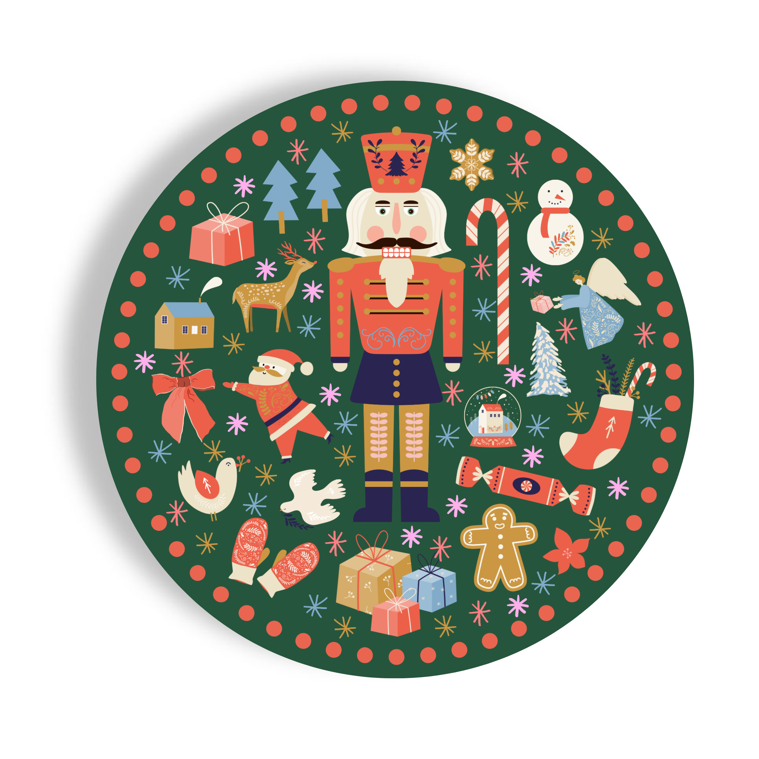Fabuplates - Wholesale Disposable Plate - Feliz Navidad 16ct 10.5" Dinner Paper Plate Separates0