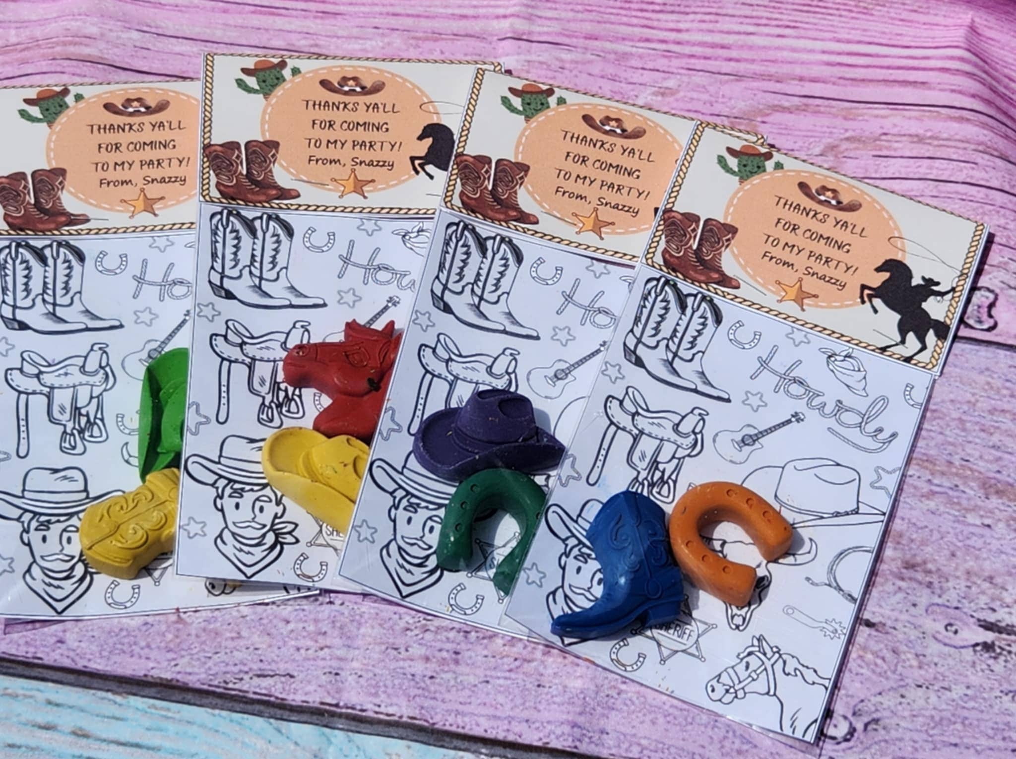 Snazzy Crayons - Wholesale Party gift - Cowboy Themed Coloring Kits with Crayons, Party Fillers 1