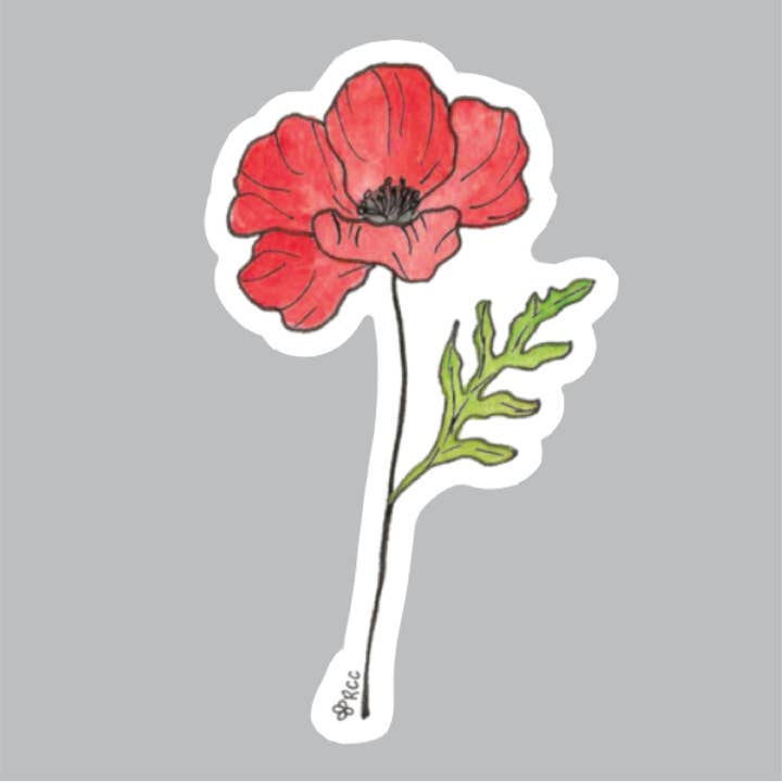 Red Poppy Sticker for wholesale by Red Cottage Creative