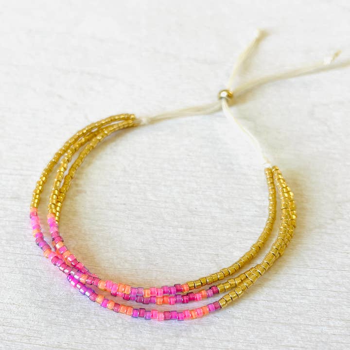 Braccialetto regolabile con perle Miyuki in cordoncino cerato, rocaille per la vendita all'ingrosso da parte di Atelline