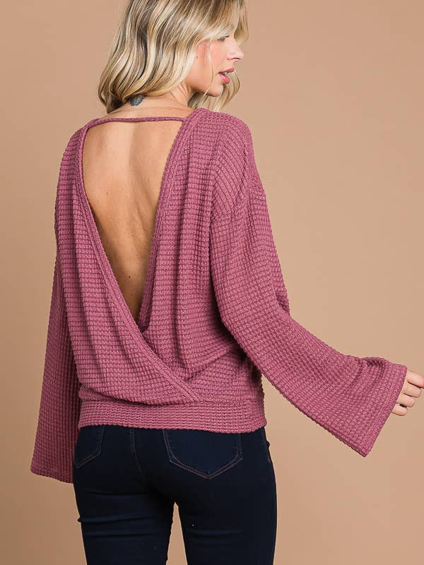 Culture Code - Wholesale Knit Top - Women's - CHT1824LX - SURPLICE BACK DETAIL BELL SLV TOP11