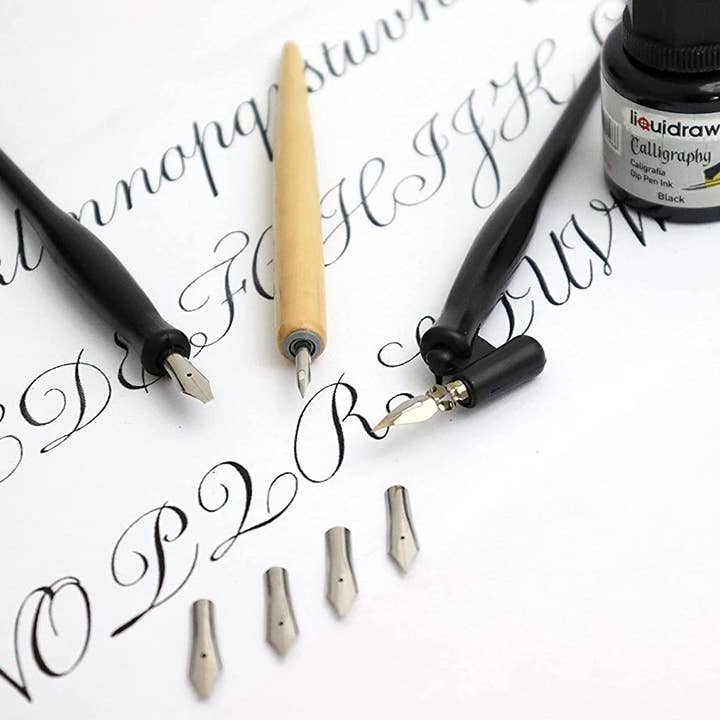 Liquidraw - Wholesale Pen - Liquidraw Calligraphy Pens Set Dip Pen Nibs Holder Set With Black Calligraphy Ink For Artists, Beginners, Adults & Kids6