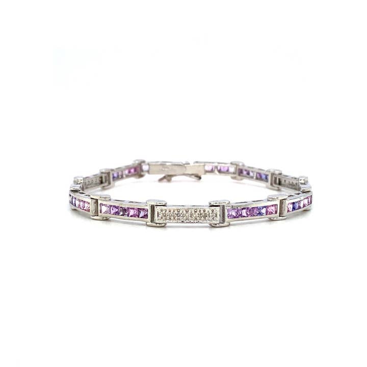 Purple Sapphire Bracelet in .925 Sterling Silver - KSD 45470 for wholesale by Kotawala Jewels