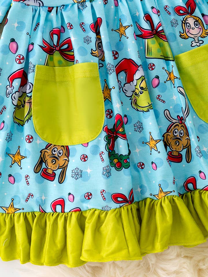 Kids Charm Online - Wholesale Dress - Kids - Christmas character printed girls dress . DRG42351 LOI