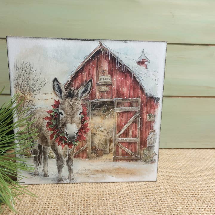 Olde Red Barn - Donkey Wood Block Sign - JACK for wholesale by Bluegrass Burlap Co