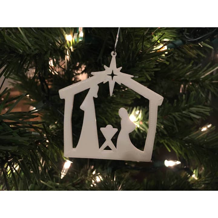 Adorno para árbol de Navidad de Nativity 101, acrílico (blanco) para venta al por mayor de Economy Ornament