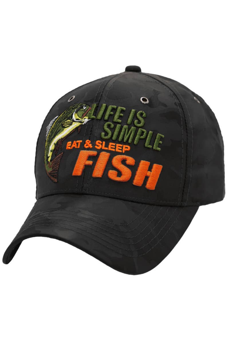 Cap Zone - Wholesale Baseball Cap - Unisex - Life Is Simple Fish Camouflage Baseball Cap8