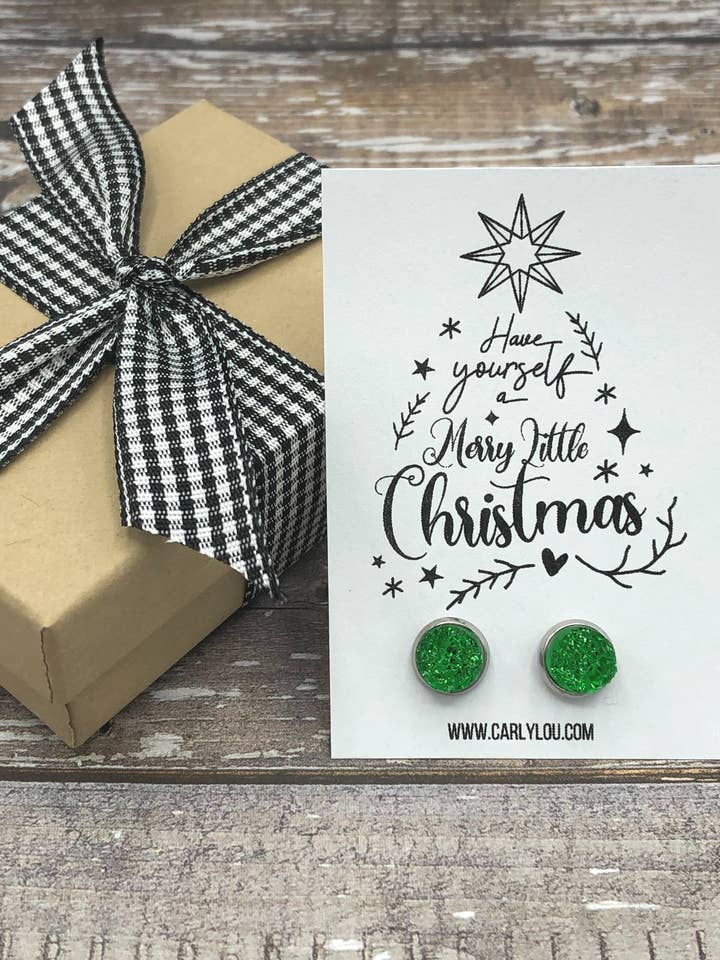 Boucles d'oreilles de Noël Farmhouse : Joyeux pour la vente par Carly Lou