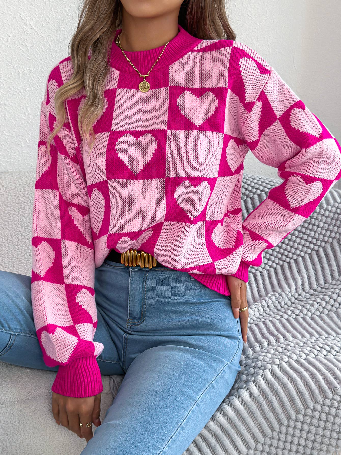 Hope & Sunshine - Wholesale Knit Sweater - Women's - Valentine's Day Lantern Sleeve Sweater8