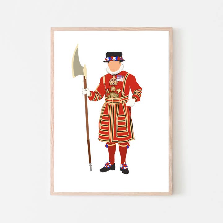 Stampa artistica britannica progettata da Londra Inghilterra «Beefeater» per la vendita all'ingrosso da parte di Cambridge Purple