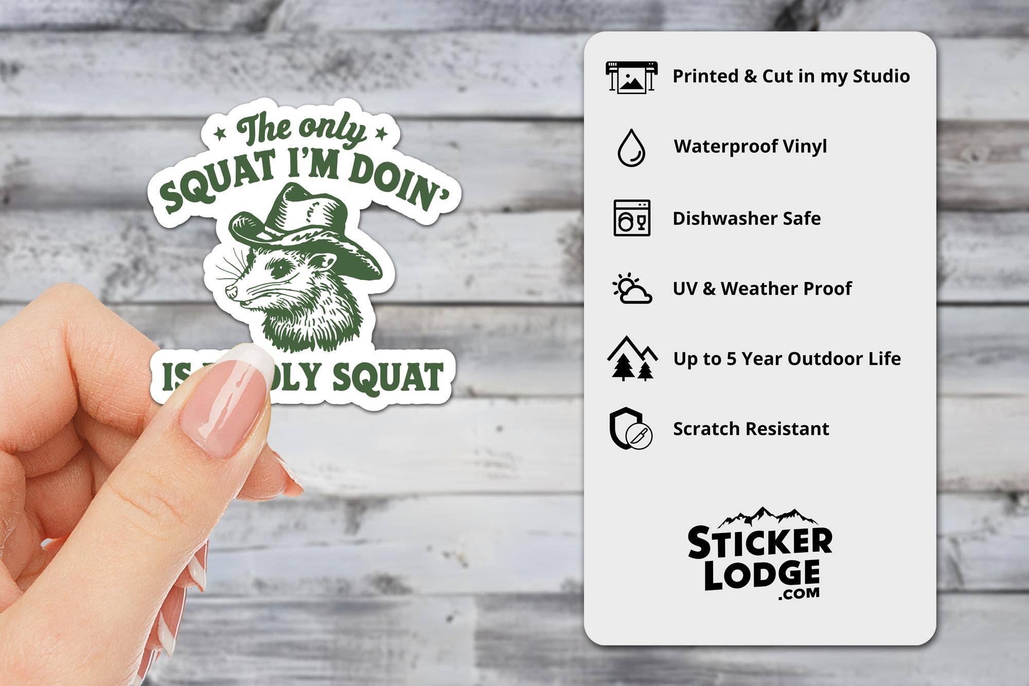 Sticker Lodge - Wholesale Sticker - The Only Squat I'm Doing Is Diddly Squat Vinyl Sticker1