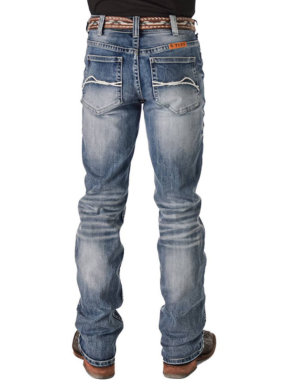 Cowgirl Tuff Co. / B. Tuff Jeans – calças de ganga - Homem por atacado – Jeans bootcut masculinos revved up com lavagem média a clara4