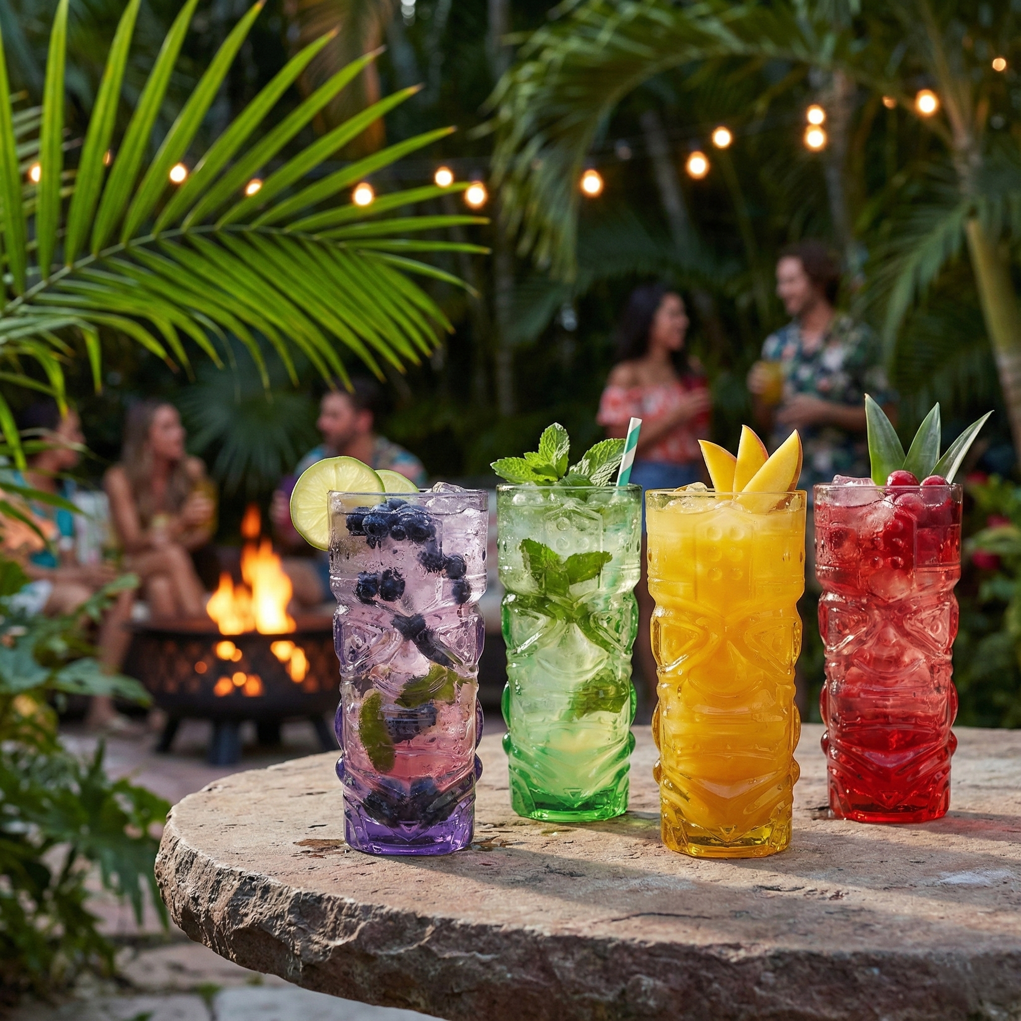 Original Products US/CAN - Vente Verres à cocktail/alcool - Ensemble de 4 verres Tiki Highball de couleur tropicale Bar Bespoke0