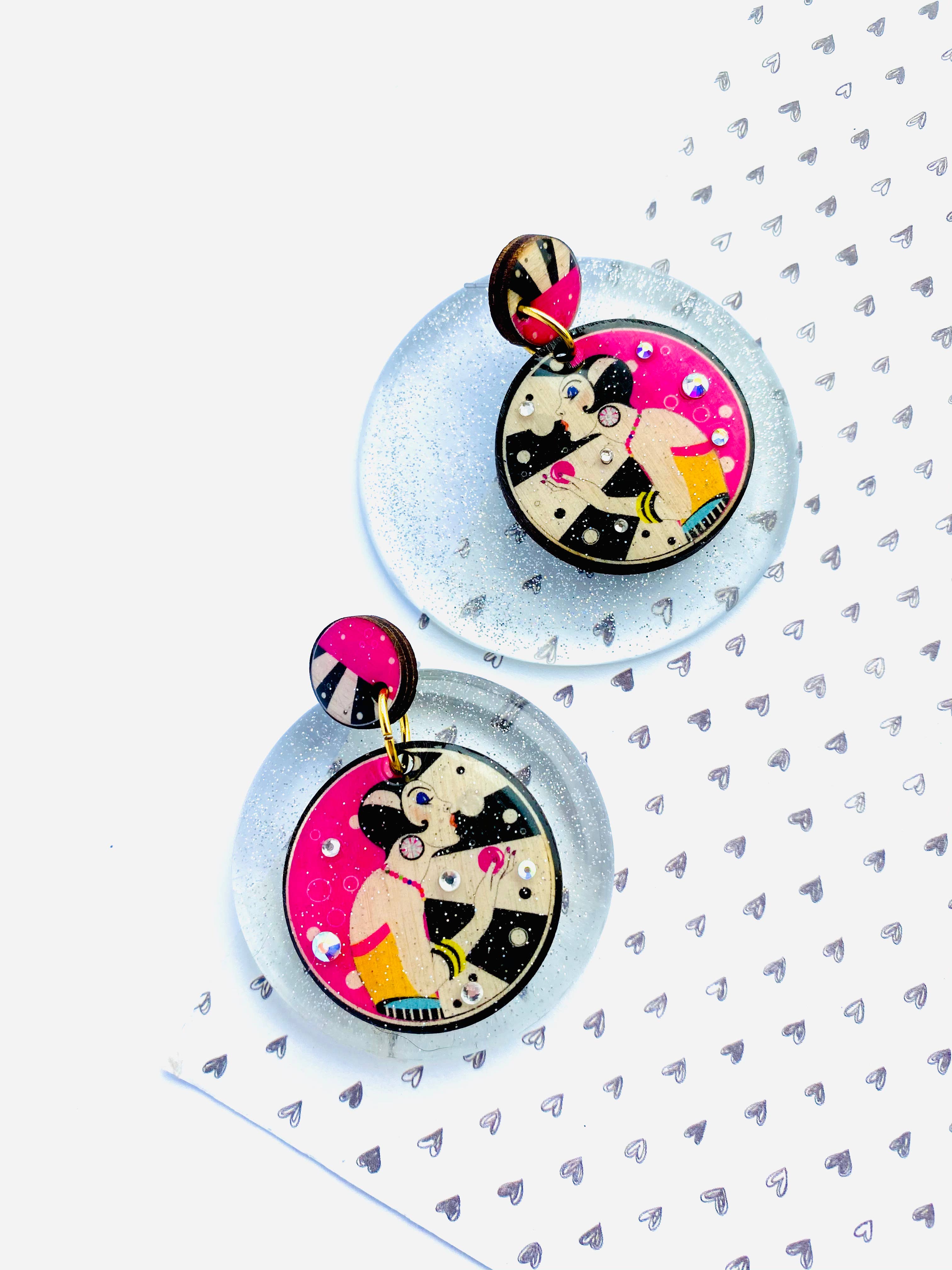 Rosie Rose Parker – wholesale Dangle earrings – retro statement earrings arty earrings colourful earrings15