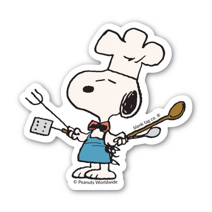 Peanuts® Chef Snoopy Waterproof Sticker for wholesale by Blank Tag Co. Stickers - Waterproof Stickers