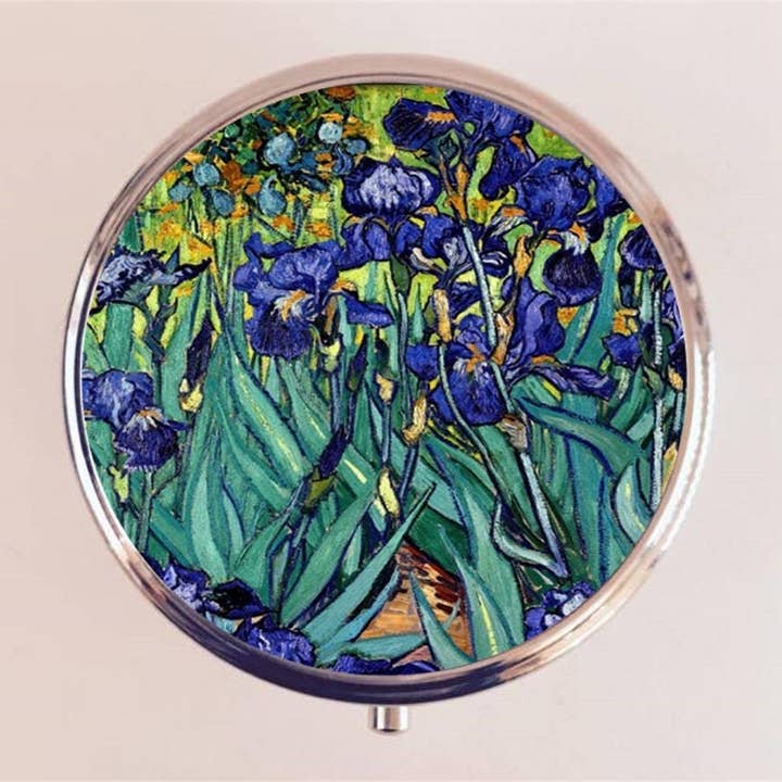 Irises Pill Box Case Pillbox Holder Trinket Stash Box Flower Iris Vincent Van Gogh Fine Art Painting for wholesale by FringePop