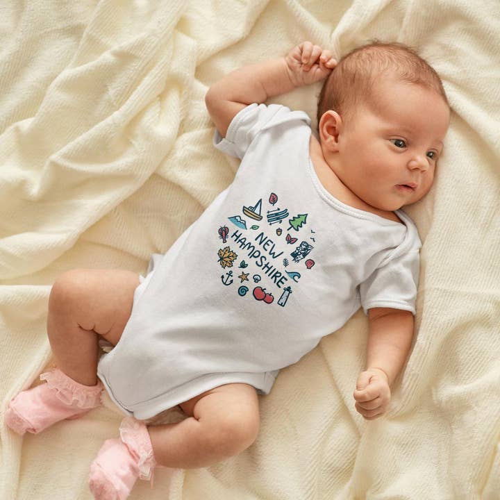 RetroPlanet - Wholesale Bodysuit (Non-Footed) - Baby - New Hampshire Doodles Baby Onesies Unisex NB-24 Months