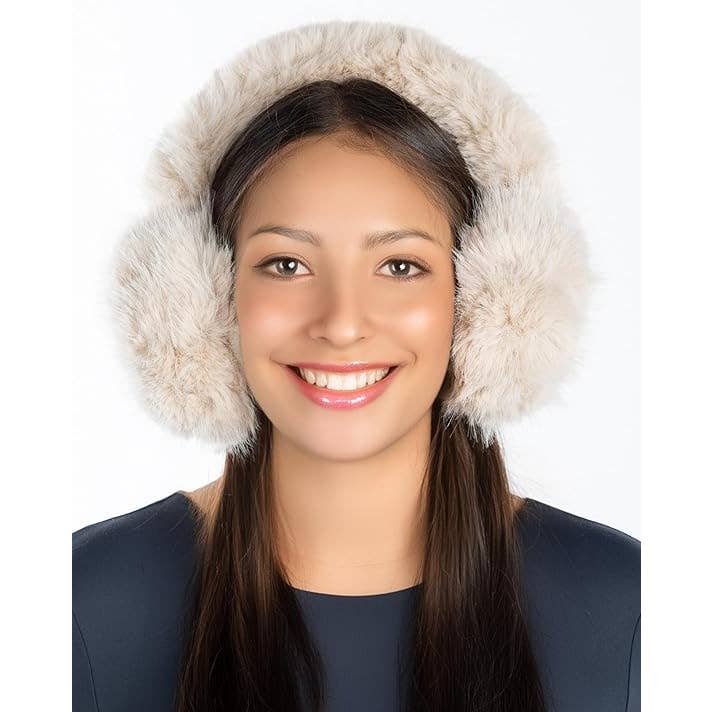Funky Junque - Wholesale Earwarmers/Ear Muffs - Women's - Women's Adjustable Earmuffs - Long Fur - Beige2